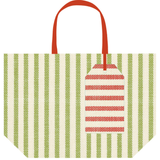 Melograno Stripe Sage Small Tote Gift Bag- 8.5"L x 5.75"H x 2.5"W - includes 1 bag_Caspari_10189B11-GRN