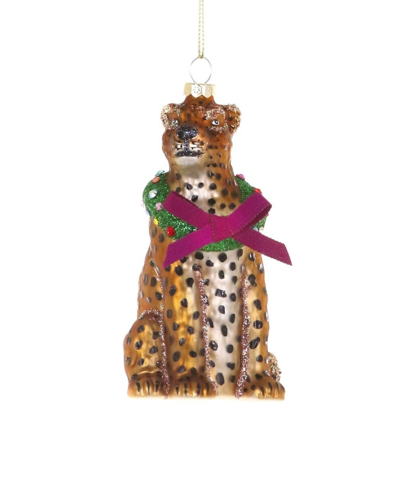 Merry Making Leopard Glass Ornament_CodyFoster&Co_GL-1473