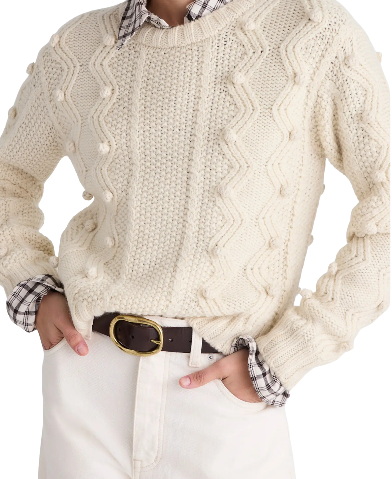 Mixed Stitch Crewneck Sweater_Lilla P_PA3497-IVRY
