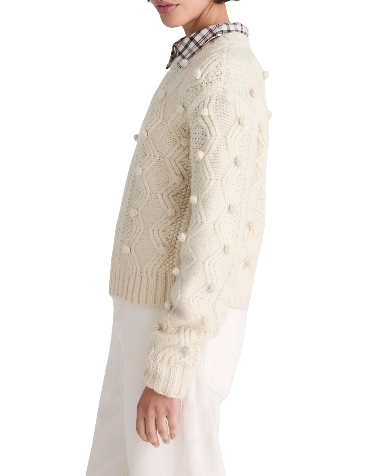 Mixed Stitch Crewneck Sweater_Lilla P_PA3497-IVRY