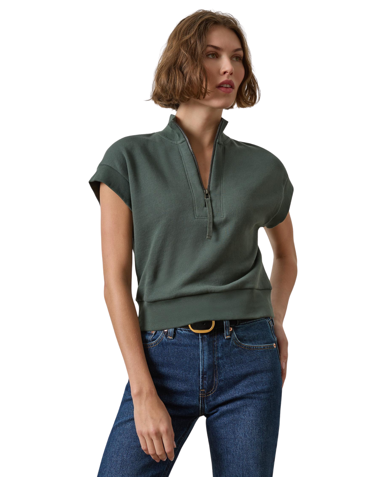 Mock Neck Top With Zip_Lilla P_PA3540