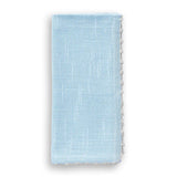 Knotted Edge Blue Cotton Napkin  White Trim | Set of 4