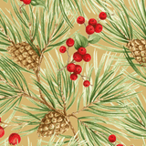 Evergreen And Berries Gold Guest Towel