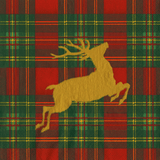 Reindeer Tartan Red Napkin Luncheon Napkin