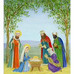 Nativity In Trees Petite Boxed Christmas Cards-Caspari, Inc-106012