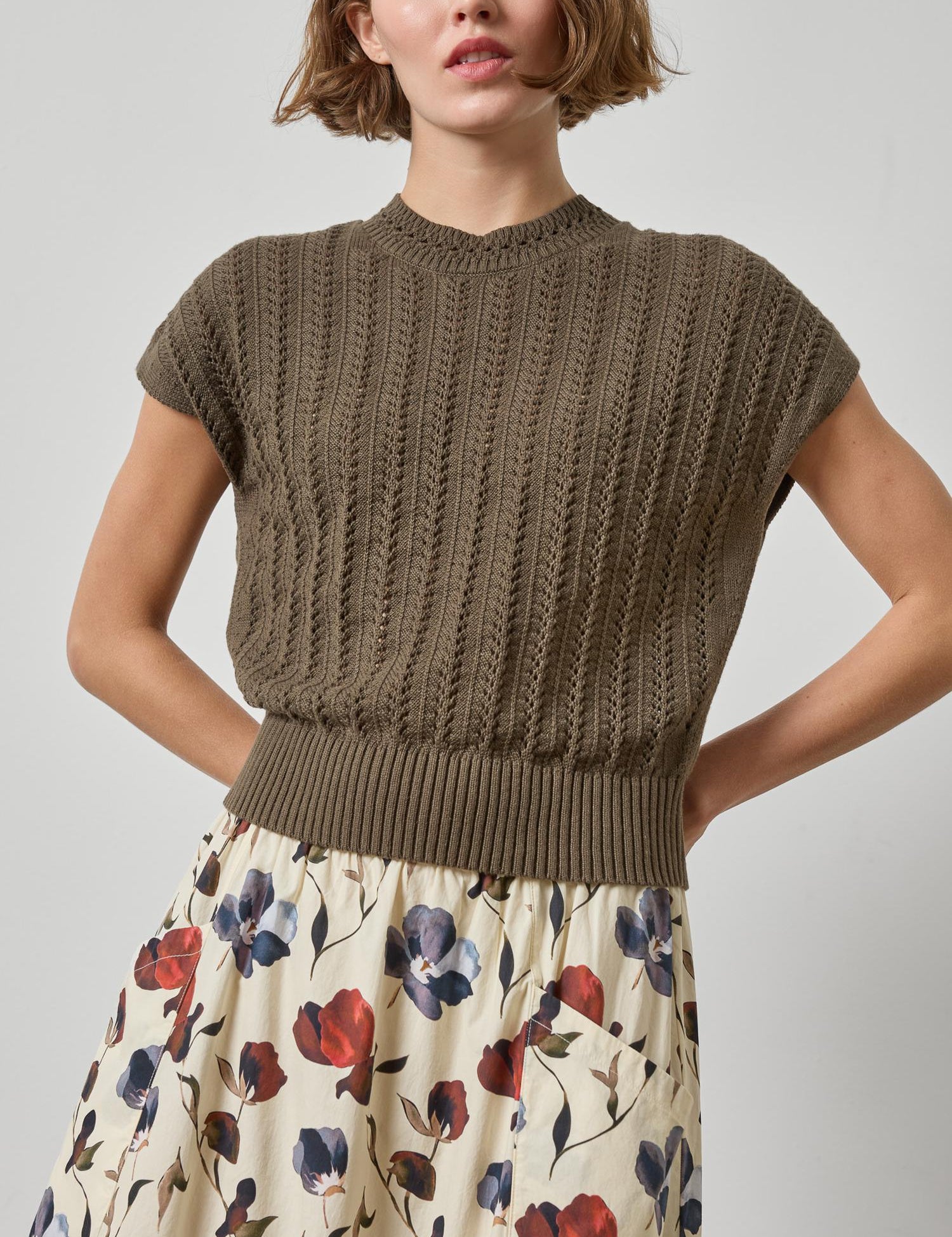 Novelty Stitch Wedge Sweater_Lilla P_PA3500-OLV