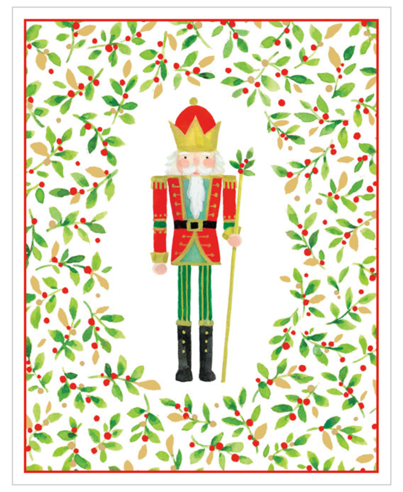 Nutcracker And Sprigs Petite Boxed Christmas Cards-Caspari-106007
