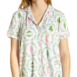 Nutcracker Trellis Short Sleeve Button Up Sleep Shirt_The Royal Standard_273260970