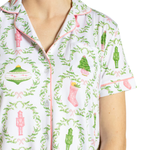 Nutcracker Trellis Short Sleeve Button Up Sleep Shirt_The Royal Standard_273260970