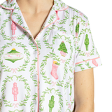 Nutcracker Trellis Short Sleeve Button Up Sleep Shirt_The Royal Standard_273260970