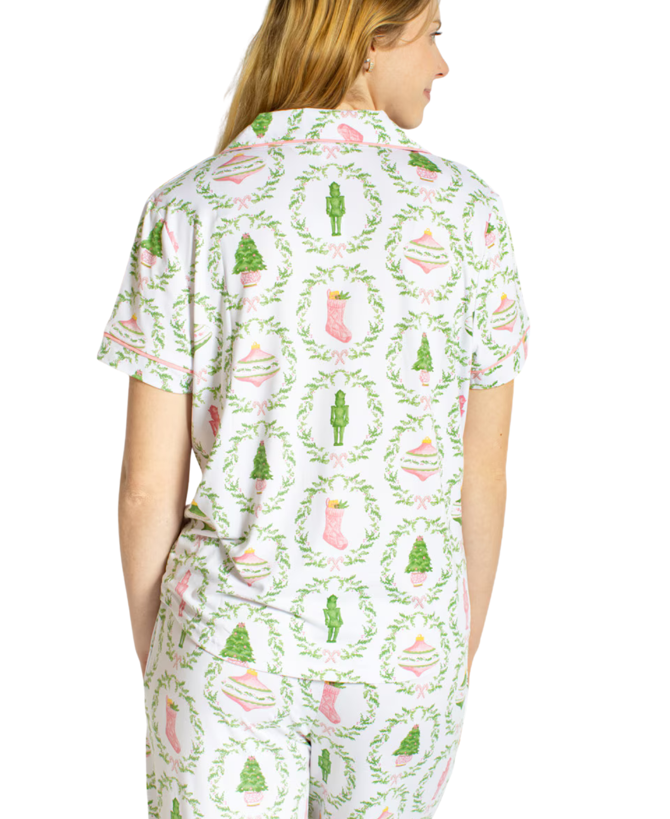 Nutcracker Trellis Short Sleeve Button Up Sleep Shirt_The Royal Standard_273260970