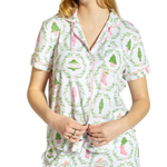 Nutcracker Trellis Short Sleeve Button Up Sleep Shirt_The Royal Standard_273260970