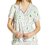 Nutcracker Trellis Short Sleeve Button Up Sleep Shirt_The Royal Standard_273260970