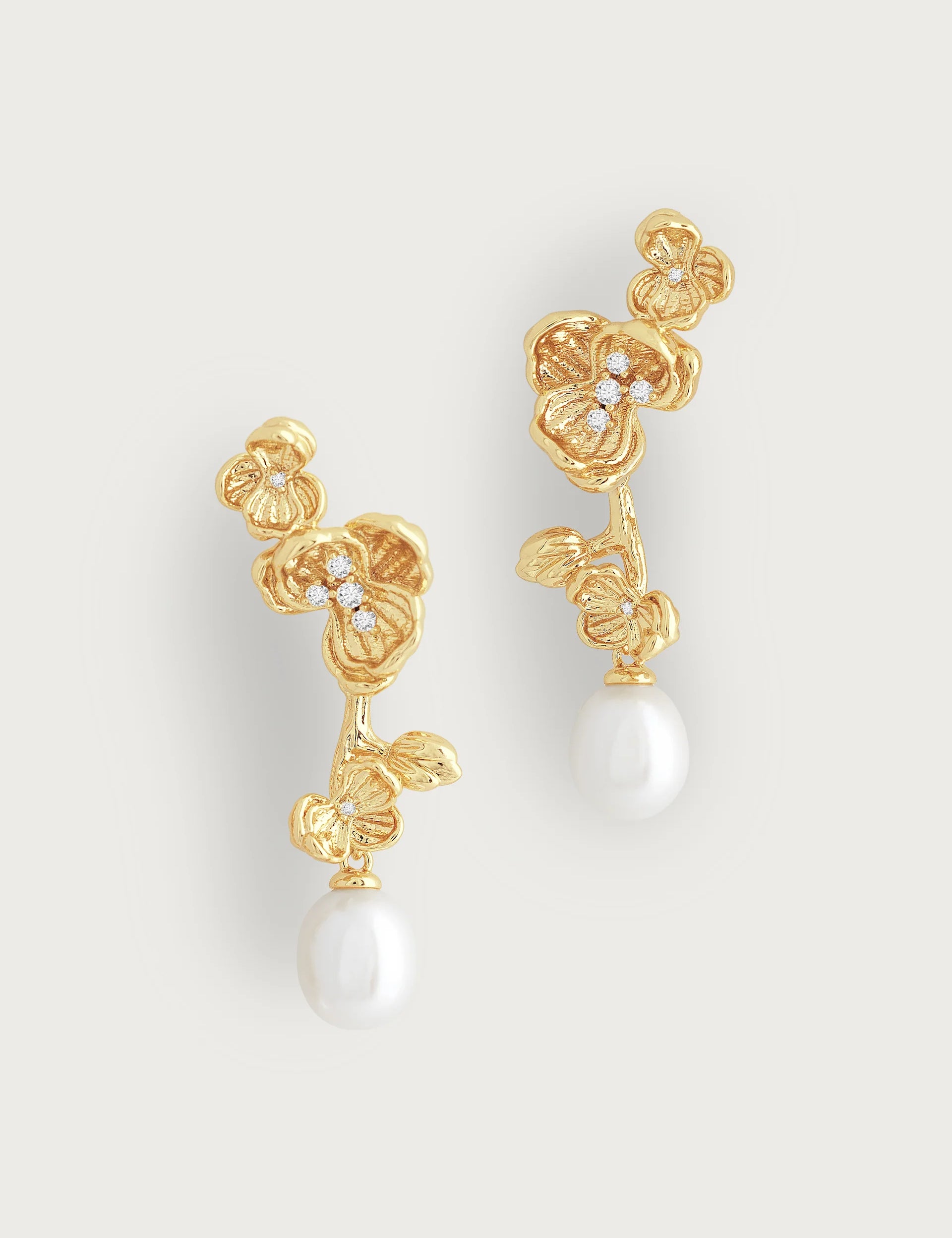 Orchid with Pearl Drop Earrings