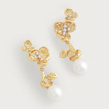 Orchid with Pearl Drop Earrings