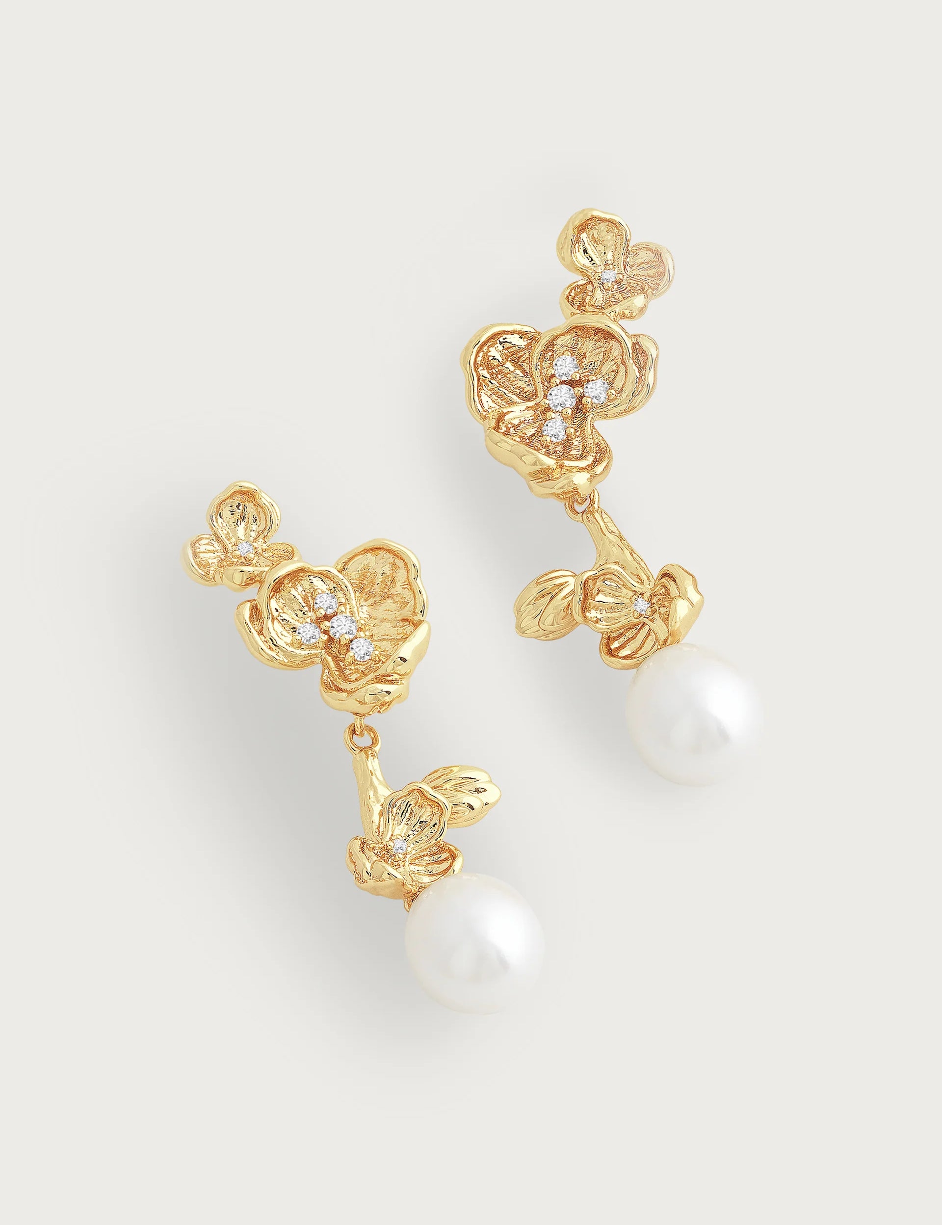 Orchid with Pearl Drop Earrings