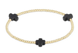 Signature Cross Small Gold 2mm Bead Bracelet