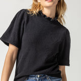 Elbow Sleeve Mock Neck Sweater Black