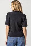 Elbow Sleeve Mock Neck Sweater Black