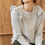 Easy Ruffle Crewneck Sweater Ash