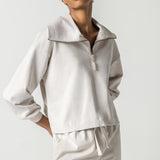 Full Sleeve Half Zip: Alabaster