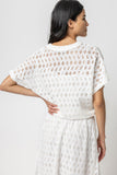 Eyelet Drawstring Dolman V Neck White