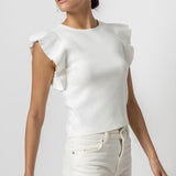Flutter Sleeve Shell Sweater White