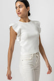 Flutter Sleeve Shell Sweater White
