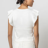 Flutter Sleeve Shell Sweater White