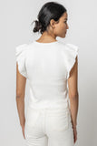 Flutter Sleeve Shell Sweater White
