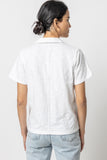 Short Sleeve Button Down Tee  White