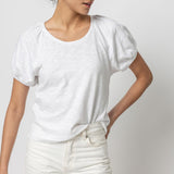 Shirred Sleeve Raglan Tee White