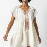 Flutter Sleeve Tiered Dress Crystal