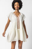 Flutter Sleeve Tiered Dress Crystal