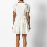 Flutter Sleeve Tiered Dress Crystal