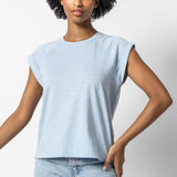 Boxy Cuffed Sleeve Crewneck Crystal