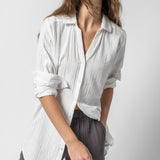 Long Sleeve Button Down Tunic White