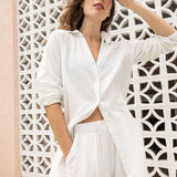 Long Sleeve Button Down Tunic White