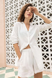 Long Sleeve Button Down Tunic White