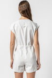Short Sleeve Canvas Romper White
