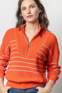 Striped Zip Front Sweater