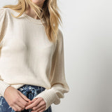 Pointelle Sleeve Crewneck Sweater
