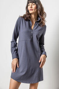 Long Sleeve Seamed Shirt Dress