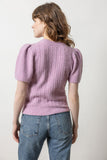Crew Neck Flutter Sleeve Sweater Wisteria