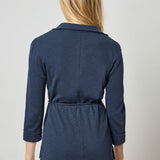 3/4 Sleeve Collared Top Navy