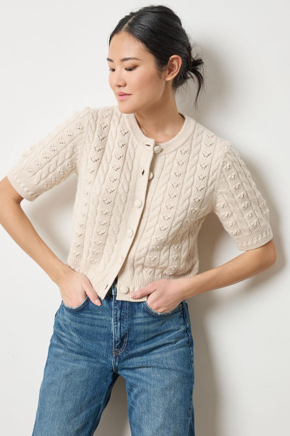 Short Sleeve Cardigan Sweater | Oat