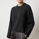 Saddle Sleeve Crewneck Sweater | Black