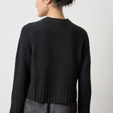 Saddle Sleeve Crewneck Sweater | Black