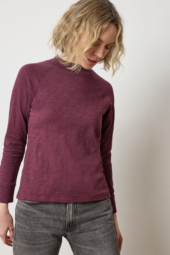 3/4 Sleeve Raglan Mock Neck | Merlot
