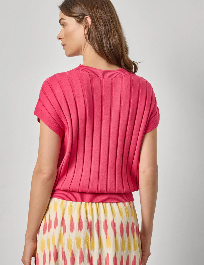 Wide Rib Wedge V-Neck Sweater | Azalea